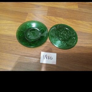 2 Small Green Plates #1800